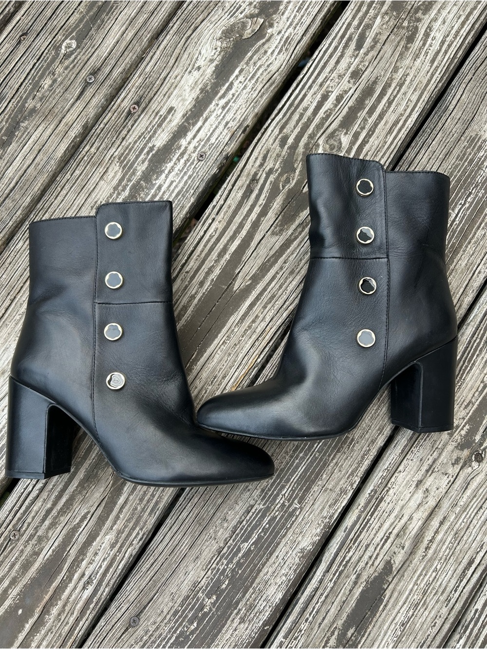 Anthropologie Leather Button Ankle Boots - NWOT 39 / 8.5